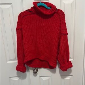 H&M Red Chunky Knit funnel neck Sweater
